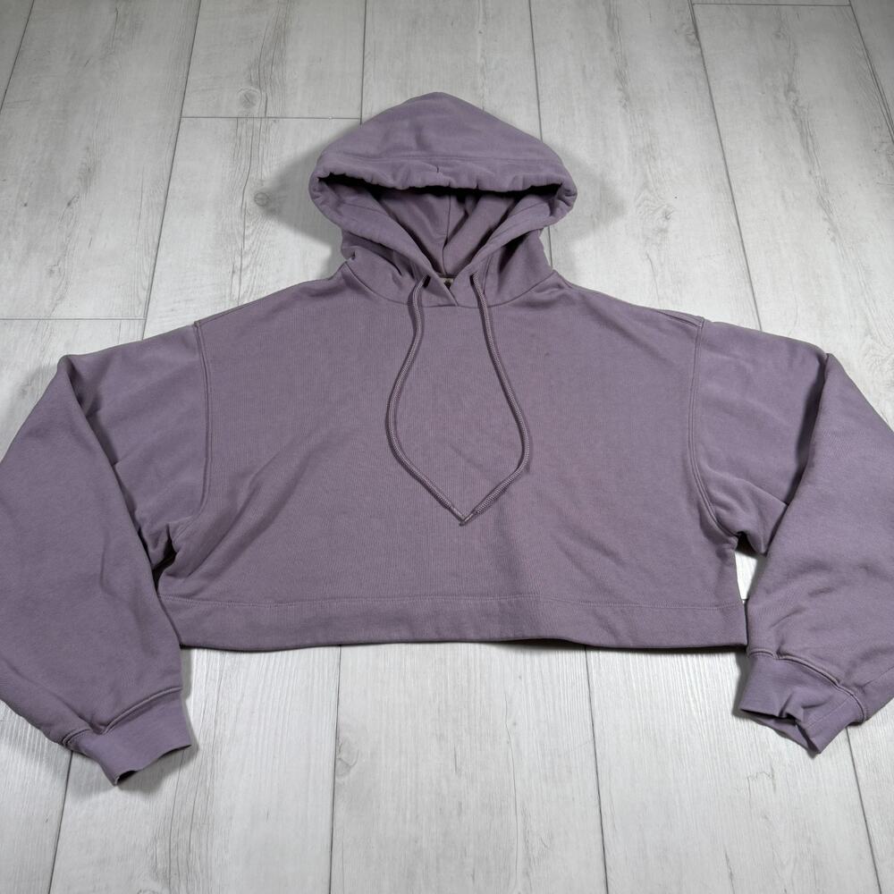 Alo Yoga Women's Small Bae Cropped Hoodie Pullover Purple Lavender Oversized